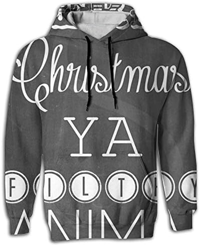 WBXWHYZ Merry Christmas Ya Filthy Animal Men's Novelty Fashion Long Sleeve Hoodie Tie Dye For Athletic Sweatshirt