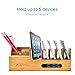 Charging Station Cable Organizer WJZXTEK Bamboo Charging Dock Station Multi Device Desktop Cellphone Stand Phone Holder for iPhone 11 Pro Max Samsung iPad, Compatible with The 4/5/6 Port USB Charger