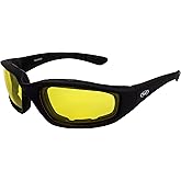 Global Vision Kickback Auto-Darkening Photochromic Padded Motorcycle Sunglasses Yellow Tint to Smoke Lens