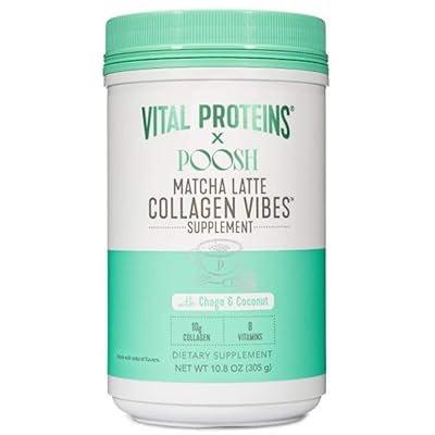 Vital Proteins X Poosh Collagen Powder Drink 10.8 Oz! Beauty-Boosting Collagen Blend! Supports Hair, Skin and Nail! Gluten-Free and Dairy Free! Choose from Matcha Latte Or Collagen Tea! (Matcha Latte)