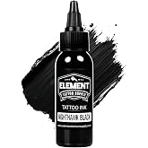 Element Tattoo Supply Nighthawk Black Tattoo Ink 1oz USA Made | black tattoo ink for lining or shading tattoos mix water to create greywash tones for black and grey tattoos