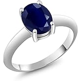 Gem Stone King Oval Solitaire Engagement Ring for Women | 925 Sterling Silver | Oval 9X7MM | Gemstone Birthstone | Wedding Engagement Anniversary Promise Ring for Women | Size 5-9