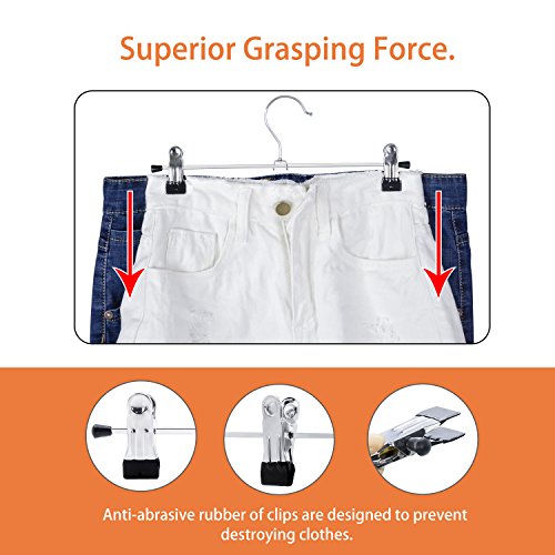 IEOKE Pant Hangers, Skirt Hangers with Clips Metal Trouser Clip Hangers for Heavy Duty Ultra Thin Space Saving (20pack)