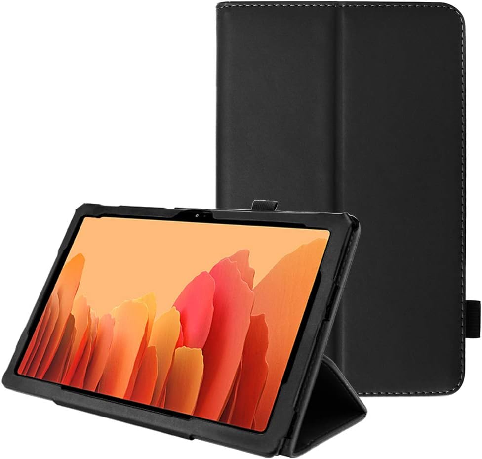 TECHGEAR Leather Case for Samsung Galaxy Tab A7 10.4" (SM-T500 / T503 / T505 / T509) Premium PU Leather Slim Folio Stand Smart Case Cover with Hand Strap