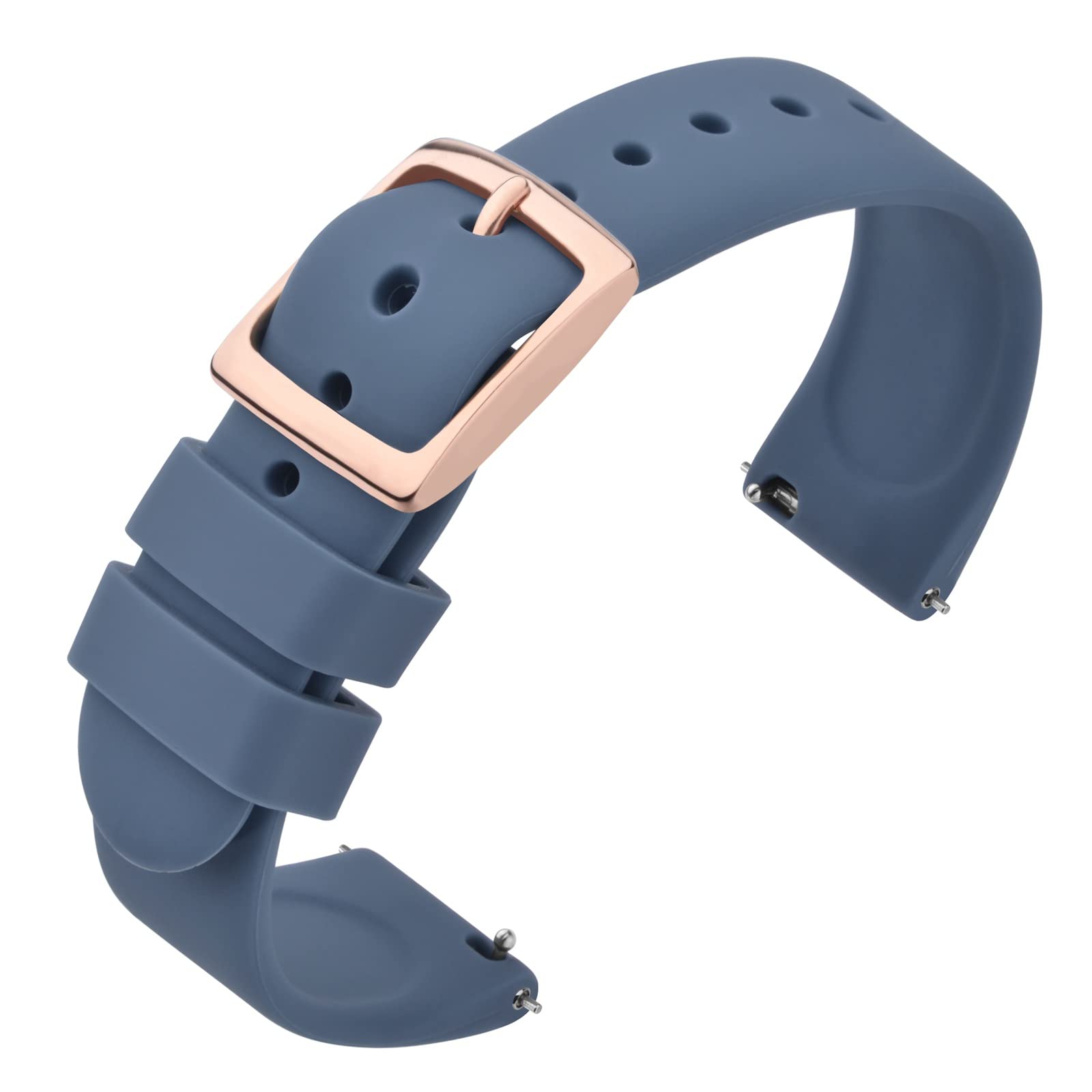 ANNEFIT Silicone Watch Straps, Quick Release Rubber Sport Band 20mm with Classic Rose Gold Clasp (Blue)