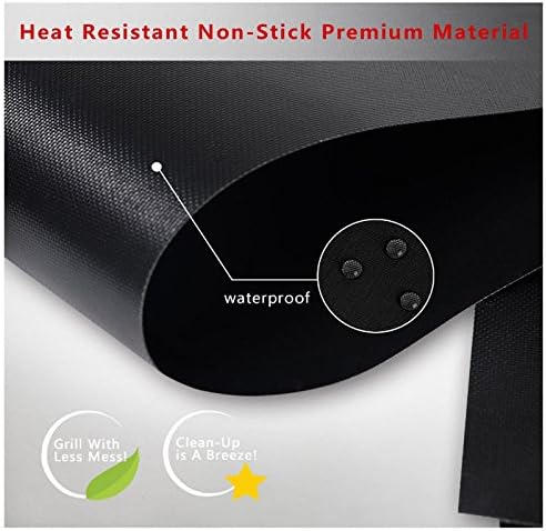 Grill Mat,BBQ Sheets Non Stick Reusable Washable Heat Resistant 260℃ for Charcoal Gas Electric Grill to Grilling Meat Veggies Seafood Eggs 5packs Black - Image 3