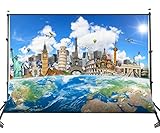 Lyly County Ployester Photography Background 7x5ft The World Famous Buildings with The Earth Studio Photo Backdrop Props(Upgrade Material) LY031