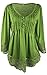 Angashion Women's Off Shoulder Lace Splice Loose Trim Casual Henley Blouse T-Shirt Tops