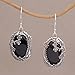 NOVICA Artisan Handmade Onyx Dangle Earrings Sterling Silver Floral from Bali Black Indonesia Nature Birthstone [1.5 in H x 0.7 in W x 0.2 in D] ' Dreamy Forest'