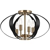 Kichler Cecil 4-Light Oval Flush Mount, Mid-Century Modern Light in Champagne Bronze for a Hallway, Entry Way or Small Living
