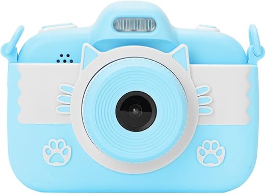 HAOX Children Camera Aluminum Alloy Camera Toy Mini Camera Silicone Case 3 Inch for Photo Frame Fixingblue