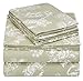 Amazon Brand – Pinzon 170-Gram Flannel Cotton Bed Sheet Set, Queen, Floral Sage Green