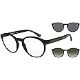 Emporio Armani Men's Ea4152 Prescription Eyewear Frames with Two Interchangeable Sun Clip-ons Round