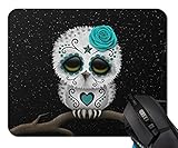 DANIEL MOXLEYB Cute Teal Day Of The Dead Sugar Skull Owl Stars Mouse Pad Gaming Mouse Pad Mousepad Nonslip Rubber Backing Mousepads Mat