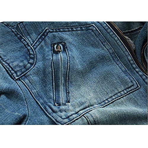 MODOQO Men's Hoodies Long Sleeve Washed Denim Jackets Warm Jeans Coats Outwear (Blue,3XL)