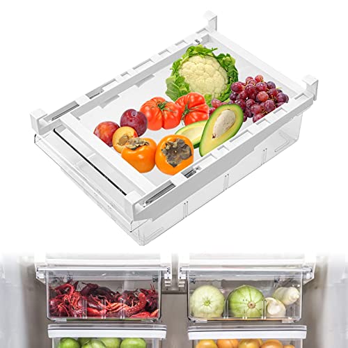 TERRIFI Refrigerator Organizer Bins, Pull-out Fridge Drawer Organizer Bins, Kitchen Refrigerator Storage Pantry Organizer for Fruit and Vegetable, Fridge Organization fit for Fridge Shelf Under 0.6"