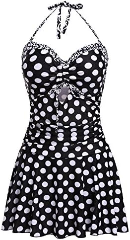 Ouyilu Womens Healter Swimsuits Padded Print Floral Dot Swimdress