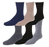 Gilbin's Men's Super soft Fuzzy Slipper Socks. Solid Colors, 6 Pack