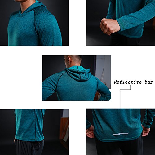 Gerlobal Mens Gym Workout Active Muscle Bodybuilding Long Sleeve Hoodies Casual Hooded Sweatshirts Blue,X-Large