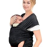 InnooBaby Baby Wrap Carrier Natural Cotton Nursing Baby Sling Suitable for Newborns to 35 lbs Lifetime Guarantee Breastfeeding Sling Soft Safe and Comfortable Nice Baby Shower Gift Black