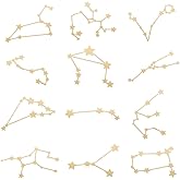 OLYCRAFT 12Pcs Orgonite Sticker 12 Constellation Sticker Energy Tower Decorate Stickers Self Adhesive Golden Metal Stickers for Scrapbooks DIY Resin Crafts Phone & Water Bottle Decor - 1.6x1.6 Inch