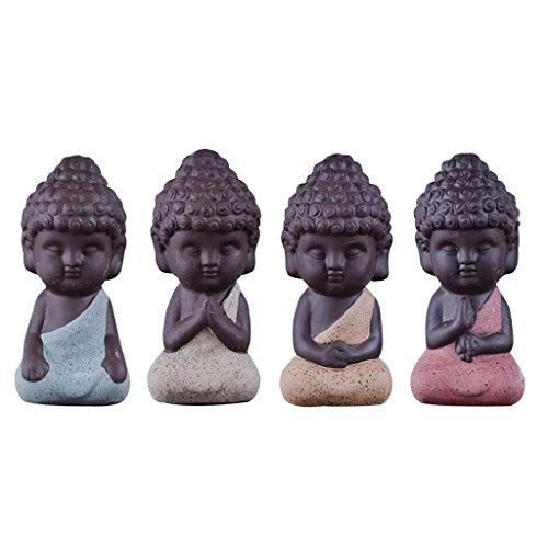 MonkeyJack-4Pieces-Traditional-Little-Buddha-Statue-Monk-Tea-Pet-Decoration-on-Your-KungFu-Tray-Meditation-Accessories-for-Zen-Garden-Sand-Decor