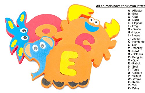 Alphabet Bath Toys-Foam ABC Letters-Educational Toys for Toddlers with Bath Toy Organizer-One of the Biggest BathTub Toys(26 Puzzles-52 items)-Safe