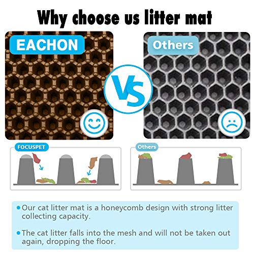 EACHON Cat Litter Mat Litter Trapping Mat, 30" X 22" Inch Honeycomb Double Layer Design Waterproof Urine Proof Trapper Mat for Litter Boxes, Large Size Easy Clean Scatter Control - Thumbnail 6