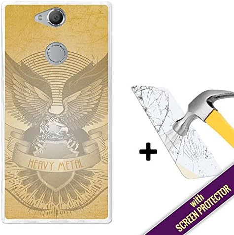 Sony Xperia XA2 Cover Gel Flexible, [ +1 Tempered Glass Screen Protector ], TPU 3B Case made of Silicone, protects your Smartphone, with our exclusive designs - American heavy metal.