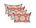 Set of 4 Indoor / Outdoor Decorative Lumbar / Rectangle Pillows - 2 Bright Colorful Watermelon Chevron & 2 Coral Turquoise Sundial