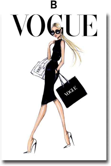 Amazon ファッションガールスーパーモデルクイーンウォールアートモダンキャンバスアートペインティングファッションポスタープリントヴォーグリビングルームホームピクチャーウォールデコレーション40x60cmフレームなし ウォールステッカー オンライン通販