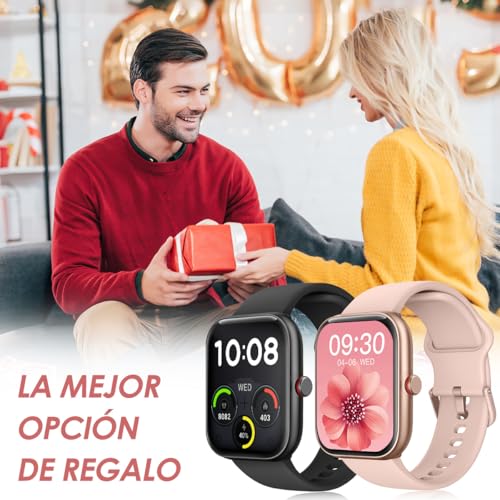 EASYTAO Smartwatch Mujer Alexa, 1.91'' Interactivo HD Reloj Inteligente para Impermeable IP68, 100+ Modos Deportivos, Compatible con iPhone y Android, Frecuencia Cardíaca, Oxígeno y Presión. (Rosa)