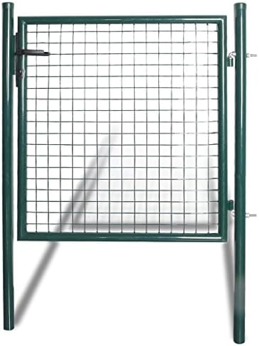 Single Door Fence Garden Gate in Dark Green Powder-Coated Steel with a powder-coated finish SIngle Door Gate