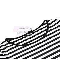 ACEVOG Vestidos skater con cuello redondo para mujer 3 4 Manga larga Casual Slim Fit Stripe Mini vestido