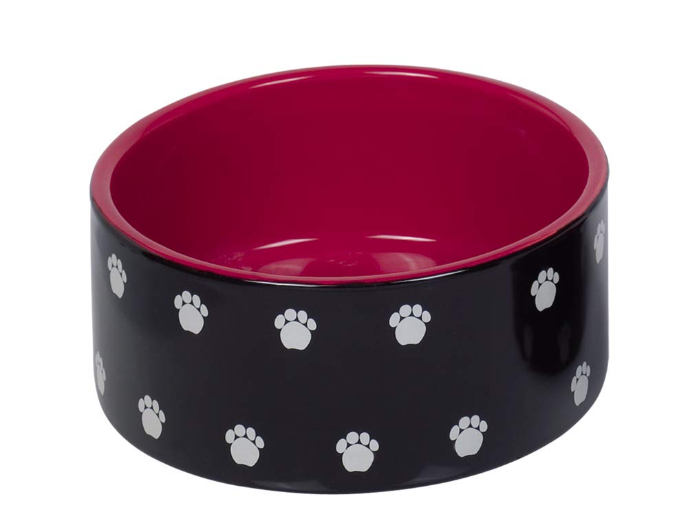 Nobby Pata Ceramic Bowl, Black/Red, Diameter 18 x 7 cm, 1.10 L, Pack of 1