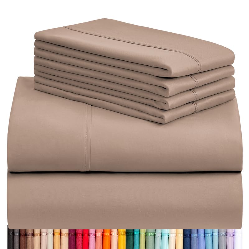 6 PC Queen Sheet Set, Bamboo Sheets Queen Size, Deep Pockets 18