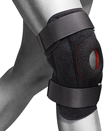 Knee Brace, FOKEY Knee Sleeve : Compression Knee Support Strap, Open Patella Protector Wrap for Pain Relief, Arthritis, ACL, Sports and Injury Recovery, Breathable Neoprene Sleeve Single (Red-Black)