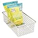 mDesign Household Wire Storage Basket with Handles for Kitchen Cabinets, Pantry, Bathroom - Large, Satin