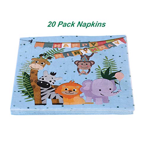 Jungle Safari Animals Themed Birthday Party Tableware Serves 20 Guests - Dinner Dessert Plates Napkins Cups Table Covers - Jungle Safari Party Supplies - Forest Zoo Animal Party Dinnerware Set - Thumbnail 4