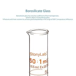 stonylab 1-Pack Graduated Cylinder, Borosilicate