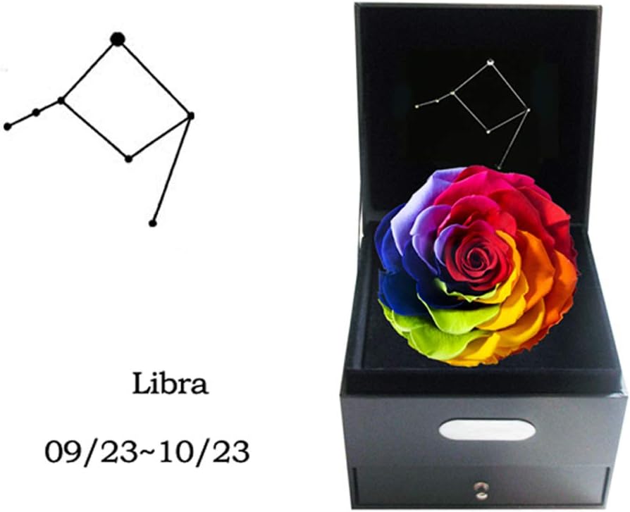 Everlasting Flower Constellation Gift Box Rose, Crystal Necklace Romantic Gift (Leo,Virgo,Libra,Scorpio)