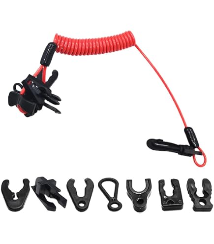 Cordon D’arrêt Moteur Hors-bord Avec 7 Touches – Interrupteur De Sécurité étanche, Bobine Rétractable 1,4 M – Compatible Johnson, Evinrude, Tohatsu