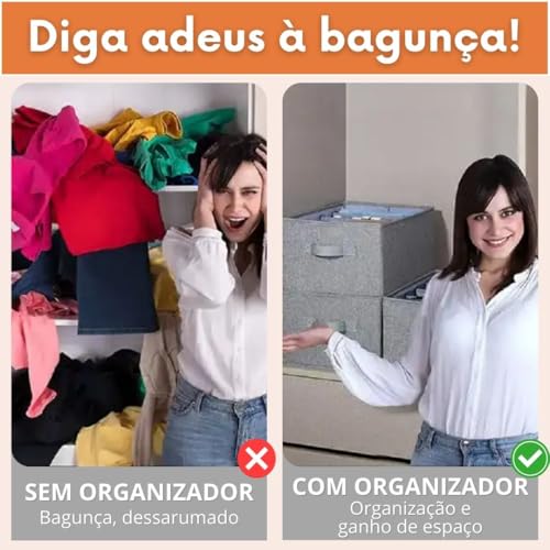 Kit C/2 Organizadores de Roupas C/7 Divisórias de Poliéster com Alças | Respirável, Dobrável, Lavável - Ideal para Guarda-Roupas, Closet, Gavetas | Marca Bigzu®