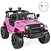 Best Choice Products 12V Kids Ride On Truck Car w/Parent Remote Control, Spring Suspension, LED Lights - Pink