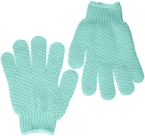 Hydro Exfoliating Gloves | Bath and Shower Gloves | Bath Scrubber | Dead Skin Cell Remover (Turquoise)