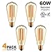 4 Pack - Modvera LED Antique Filament Bulb Edison ST58 Style 6 Watt, 2200K Vintage Warm White Color Temp E26 Base Dimmable Amber Glass Finish UL Listed RoHS Compliant