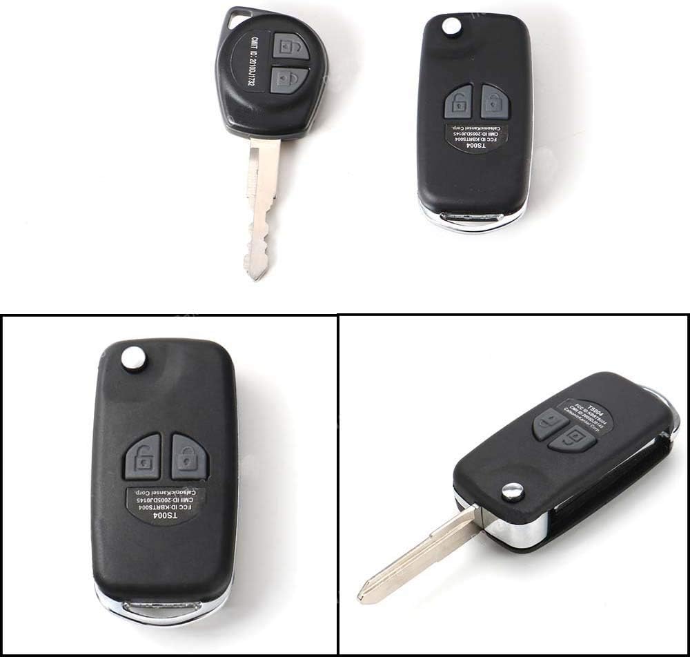 Remote Folding Flip Key Fob Case Shell Black ABS for Suzuki Jimny 2010-2019