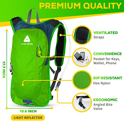 JTRYBE Hydration Pack for Running, Biking with Hydration Bladder 2L. Awesome Water Backpack for