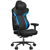 ThunderX3 Core Racer Ergonomic Gaming Chair, Tilting Seat, Lumbar Support, Memory Foam Headrest, Footrest, Faux Leather - Blu