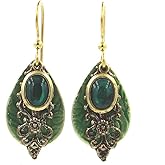 Silver Forest Green Abalone Layered Drop Earrings